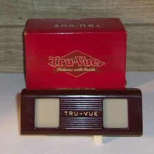 Vintage 1940s Bakelite TRU-VUE 3D Filmstrip Viewer Viewmaster Brown/White w/Box