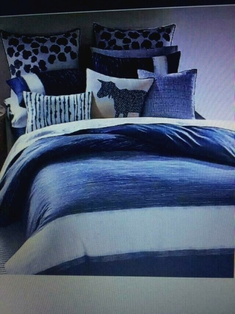 NEW ED Ellen DeGeneres Queen Duvet Cover in Navy Bedding ...