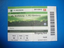 11/12 Ticket VFL Wolfsburg 1. FC Nürnberg FCN Club Eintrittskarte Sammler Bundes