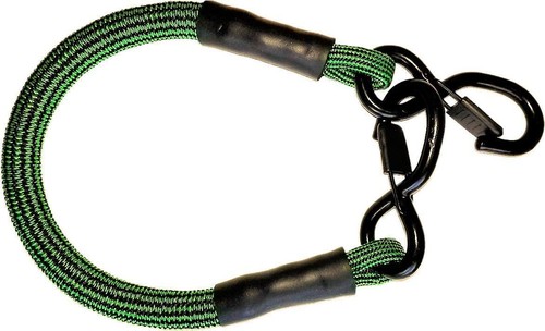 SuperBungee Green/Black 1-FT Cord with 2 Steel Spring-Clip Rubber-Coated Hooks 3433G