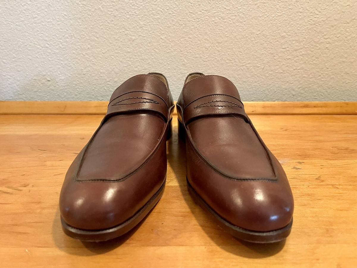 Saks Fifth Avenue Red Suede Leather Loafers Men 10 Italy Classic Luxury Slip On Calzoleria Toscana Zula Velour Suede/Leather Penny Loafer  main image 4