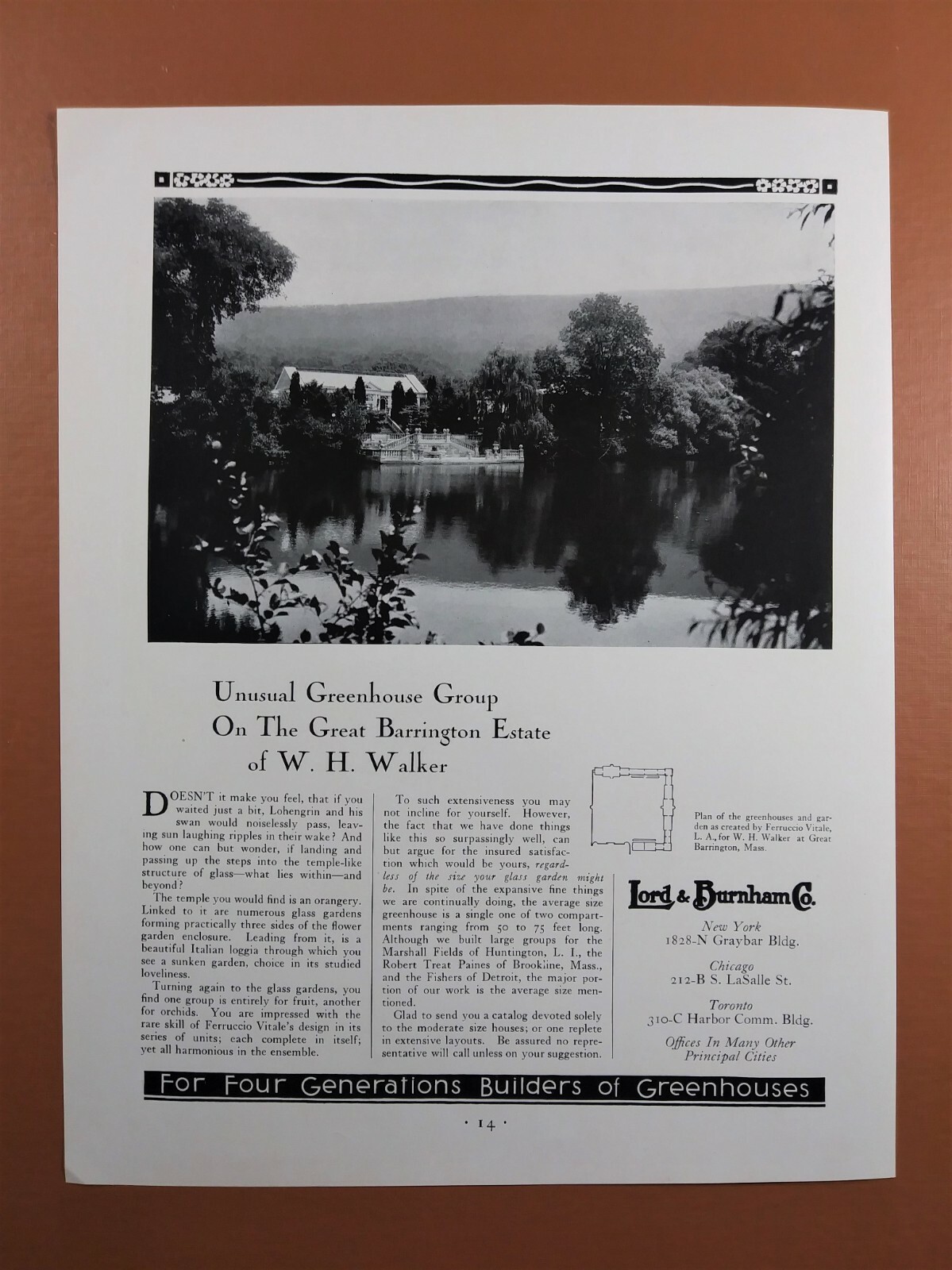 Antique 1930's Lord & Burnham Glass Greenhouse 1931 Print AD