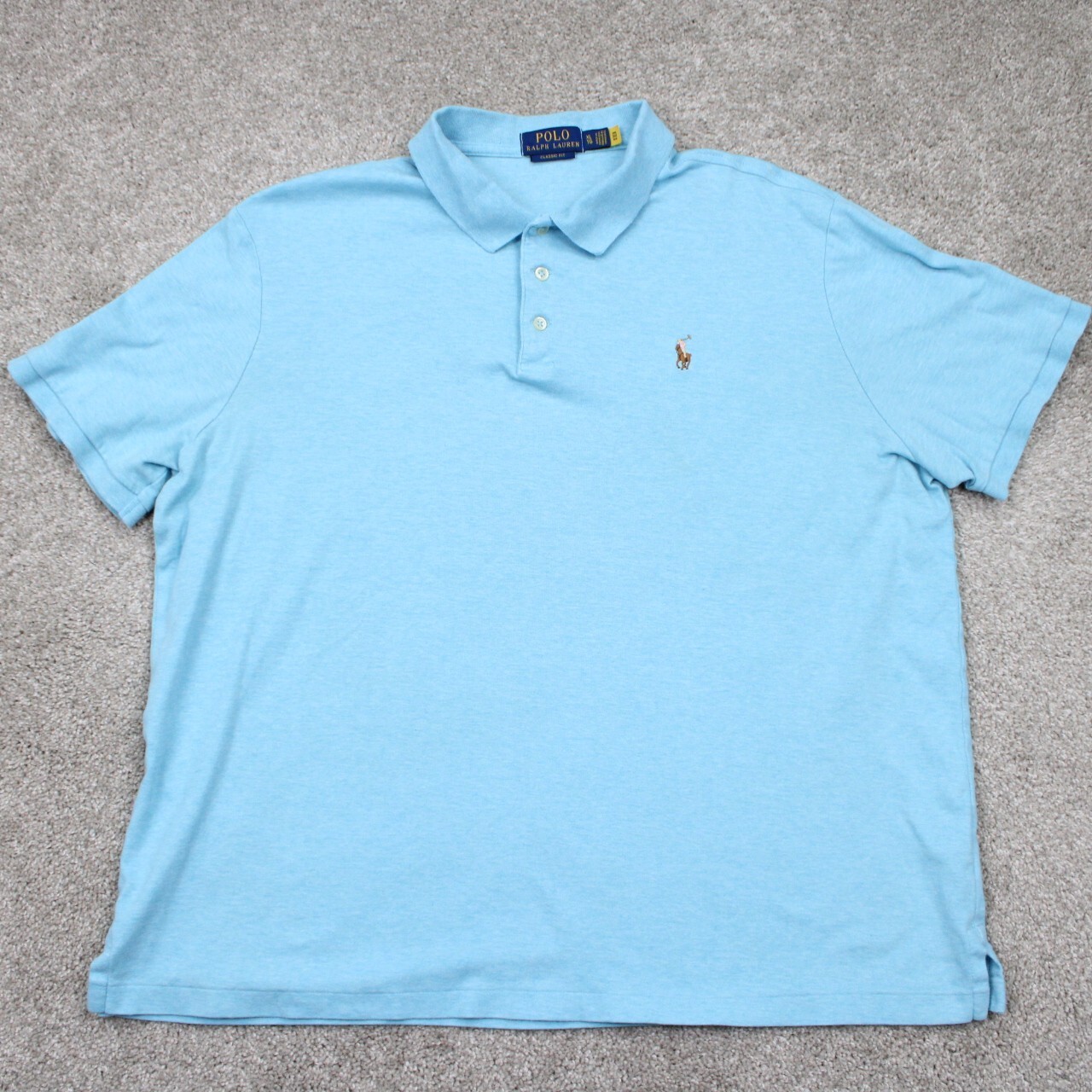 Polo Ralph Lauren camicia vestibilità classica uomo XL blu carne pony cotone maglione S S