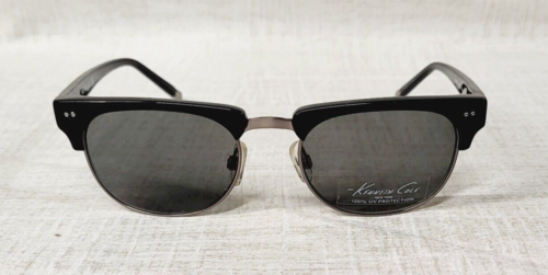 KENNETH COLE Women's Round Sunglasses Black Frame & Silver Hardware #KC7039 NEW