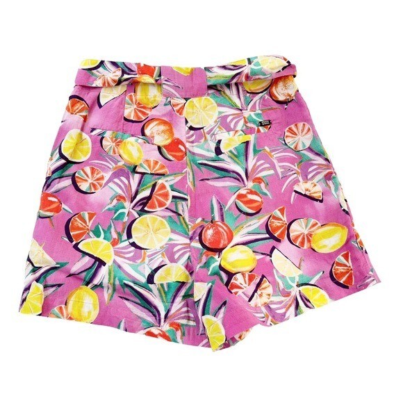 NWT Scotch & Soda Linen High Waisted Fruit Print Shorts Pink Size XS retail $138