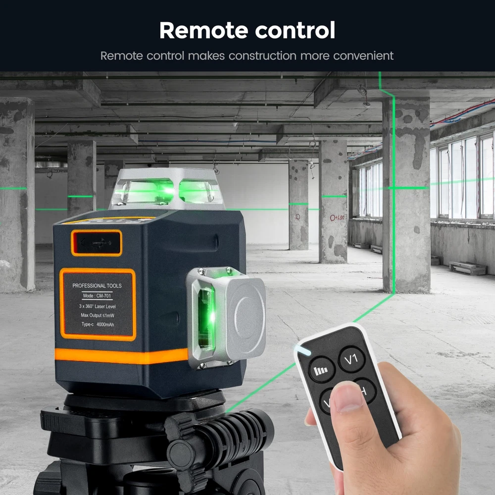 Laser Level Self Leveling 3x360° 3D Green Cross Line for Construction and Pic...