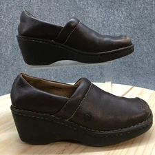 Born Shoes Womens 6.5 M Professional Clogs Brown Leather Pull On Round W9550