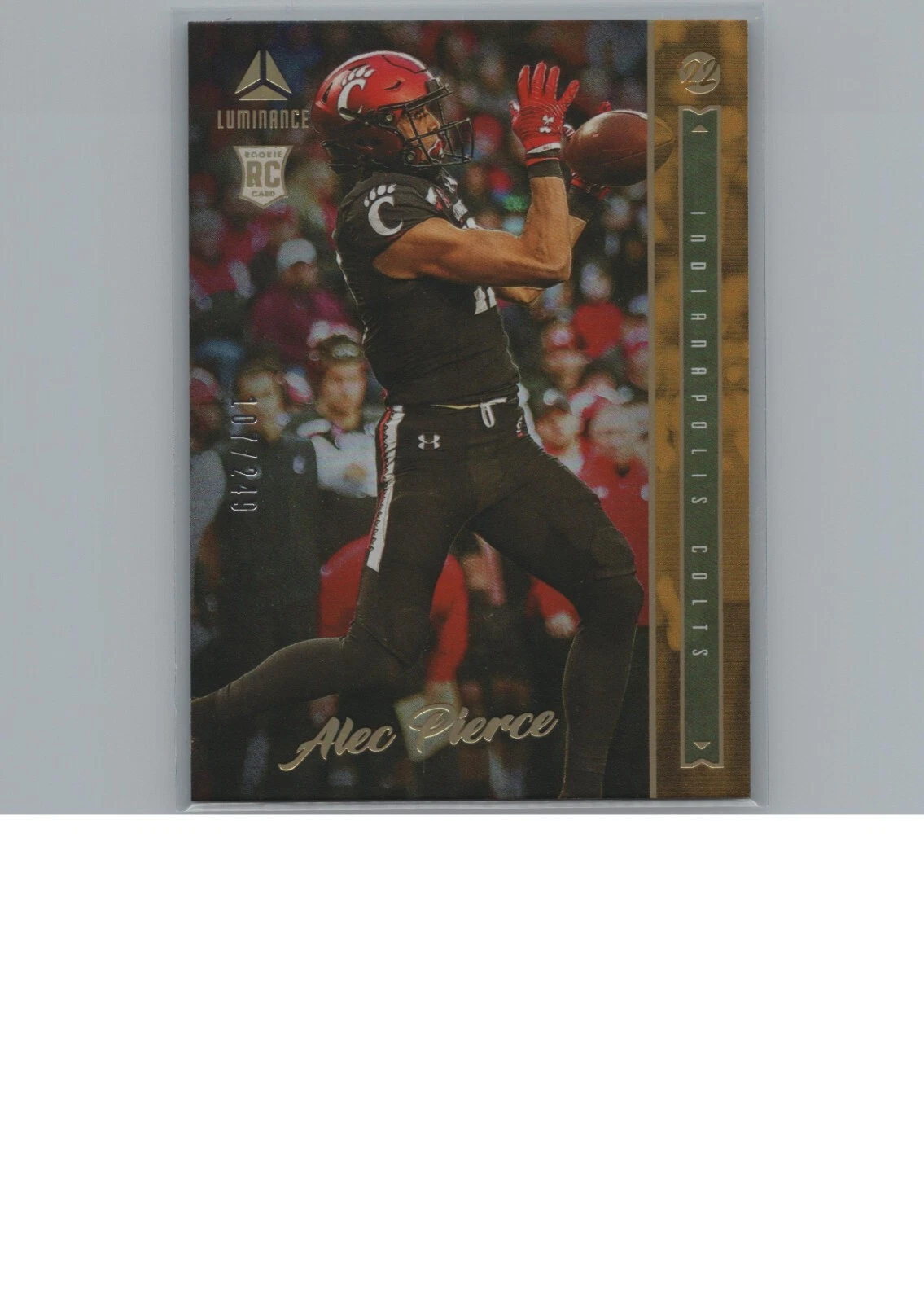 2022 Panini Luminance ALEC PIERCE RC GOLD PARALLEL #124 COLTS /249 BEARCATS