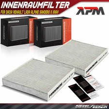 2x Innenraumluft Aktivkohlefilter für Dacia Renault Lada Alpine Sandero II Xray