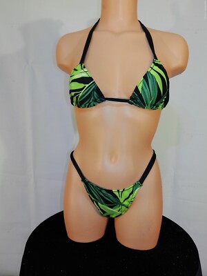 Exotic dancer stripper multicolor two piece bikini dance outfit - dancewear