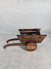 Vintage Wood Copper Wheelbarrow Ox Horse Cart Buggy Planter 11" See Photos