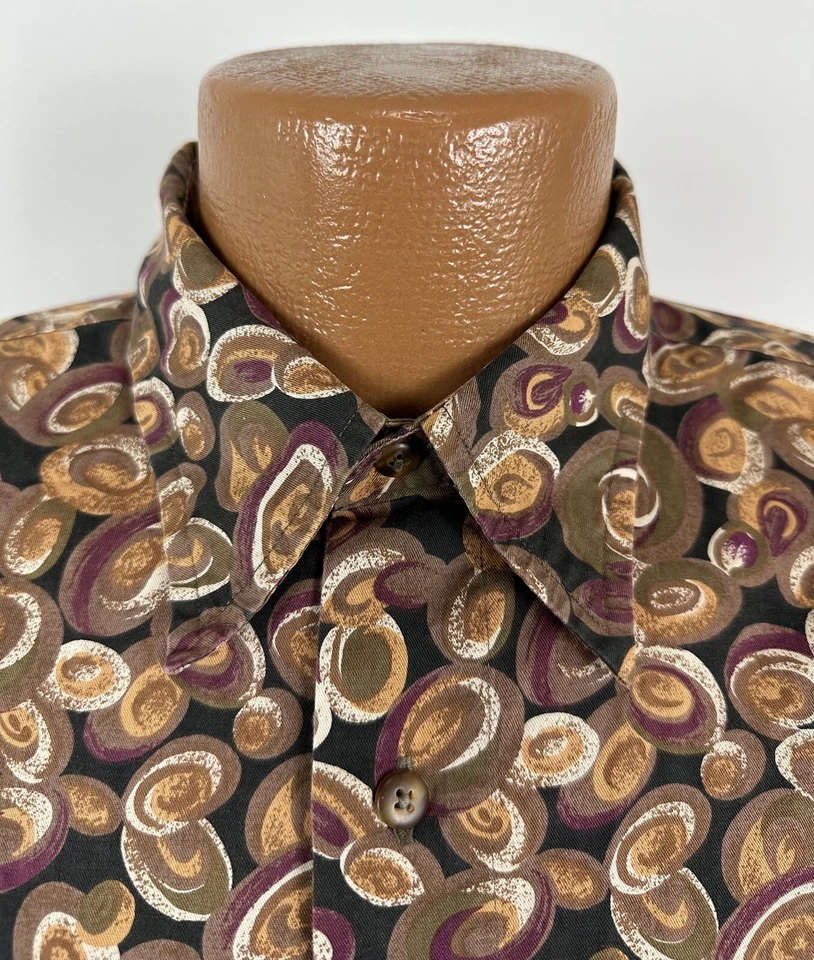 Vintage 90s Geometric Shirt Men Large Circles Casual Hawaiian Cotton Austin Reed - Image 4 of 4