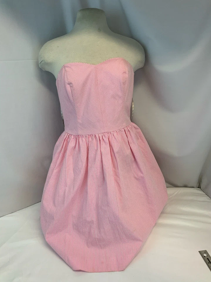Vestido Solero Lilly Pulitzer Talla 4 Rosa Rayas Algodón Poli Hasta la Rodilla Como Nuevo YGI D1-39 Foto 2 de 4