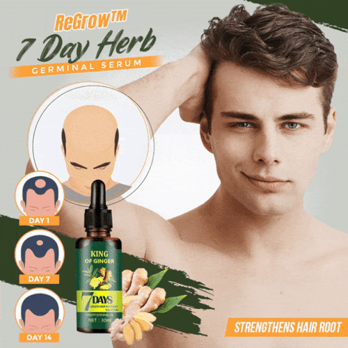 7 Day Herb Germinal Serum Organic Hair Regrowth Kit Ginger Anti-Hair Loss New