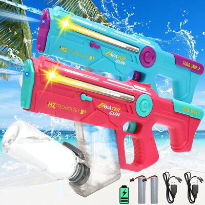 Pistolet à Eau – Lot De 2, Manuel, Portée 10 M – ABS Résistant – Plage, Piscine, Jardin – Bleu + Rose