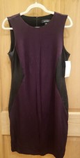 Karen Kane Womans Sheath Dress Black w/Faux Leather Side Panels Size Large