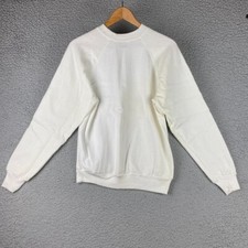 VTG Tultex Sweatshirt 90s Sz S Adult Mens Ivory White Made In USA *Discoloration