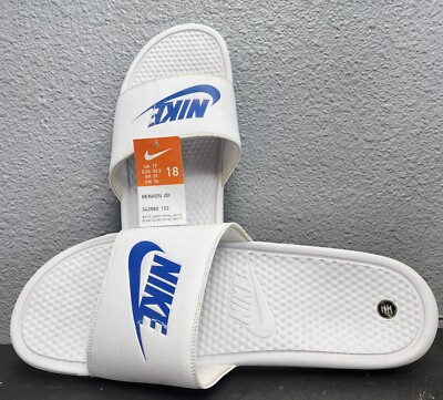 Nike Benassi JDI WHITE /VARSITY ROYAL Slides Sandals Men's 18 343880 102 