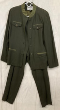 KASPER FOR A.S.L. - ARMY GREEN 2 PC PANTS JACKET SUIT, SIZE 10