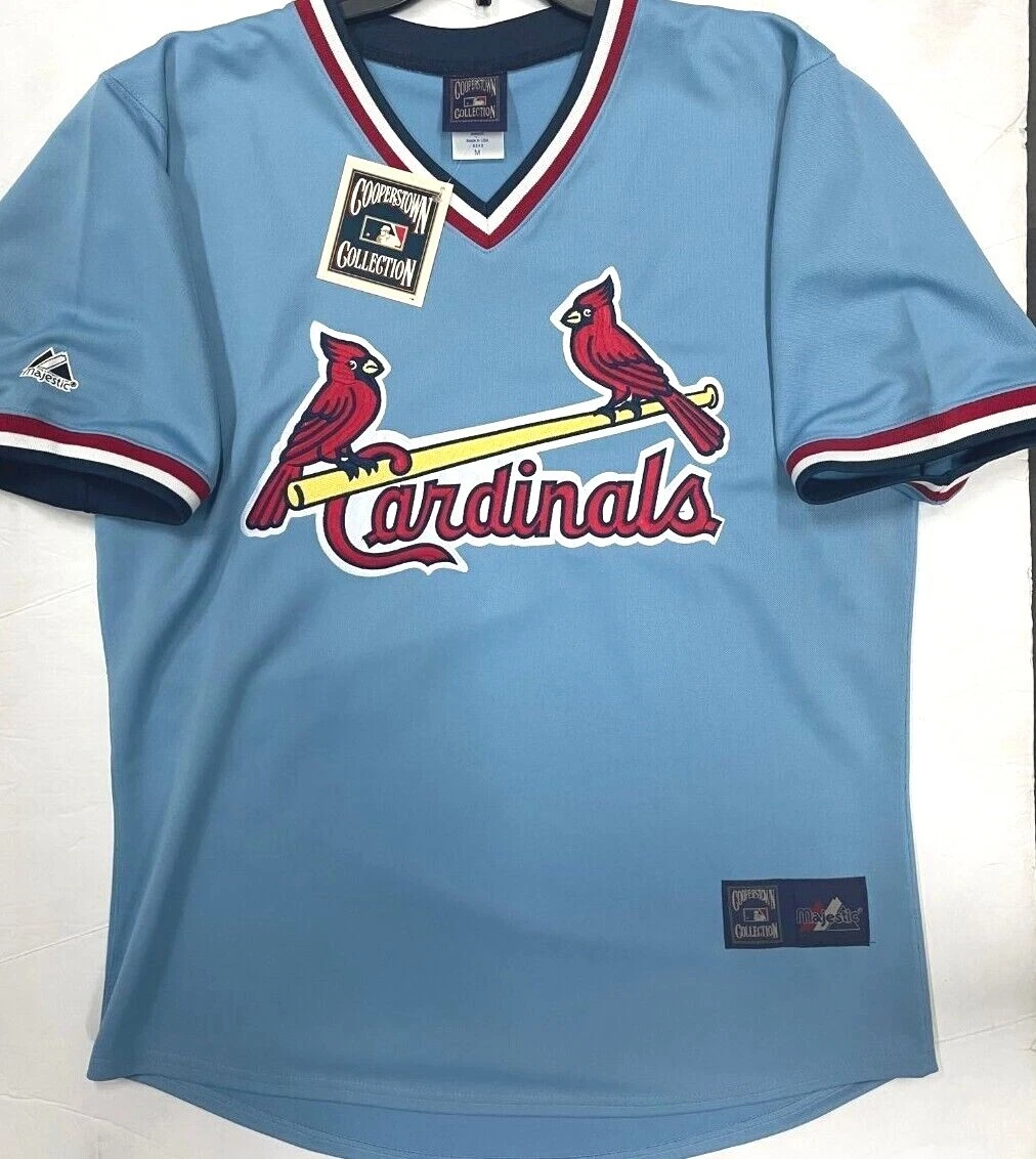 ST LOUIS CARDINALS COOPERSTOWN BLUE JERSEY NEW W TAGS MAJESTIC