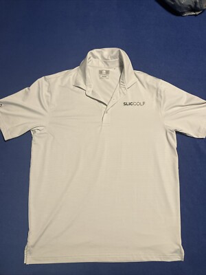 Ahead Performance Mens Medium Gray & White Short Sleeve Polo Shirt   Logo