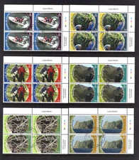 M22272 Tristan da Cunha 2010 SG993/1004 Birds in IMPRINT PLATE (1A) blocks of 4