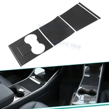 Carbon Fiber Style Center Console Cup Holder Panel Cover Trim For Tesla Model 3