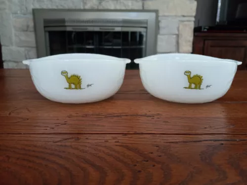 Set Of 2 Vintage Anchor Hocking Fire King Bowls- GROG BC Comic Strip Johnny Hart