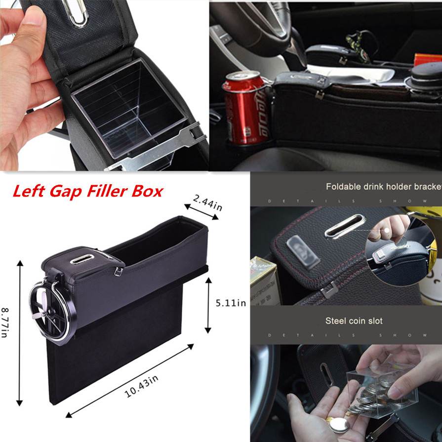 Car Left Seat Gap Phone Drink Coin Box Cup Holder Organizer Coin Box Portable BK