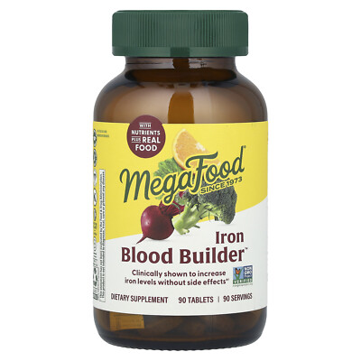 MegaFood Blood Builder 90 Tablets Dairy-Free, Kosher, Non-GMO, NSF Certified,