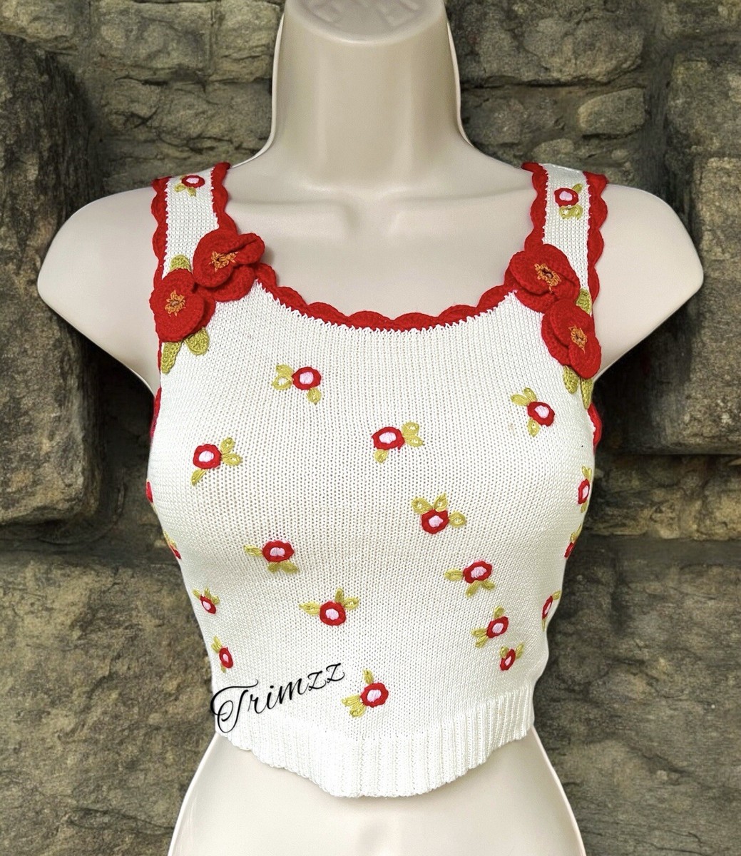 トップス UND 3D FLOWER SKIN TOP Women 3D Flower Halter Neck Crop Tank Top Sleeveless