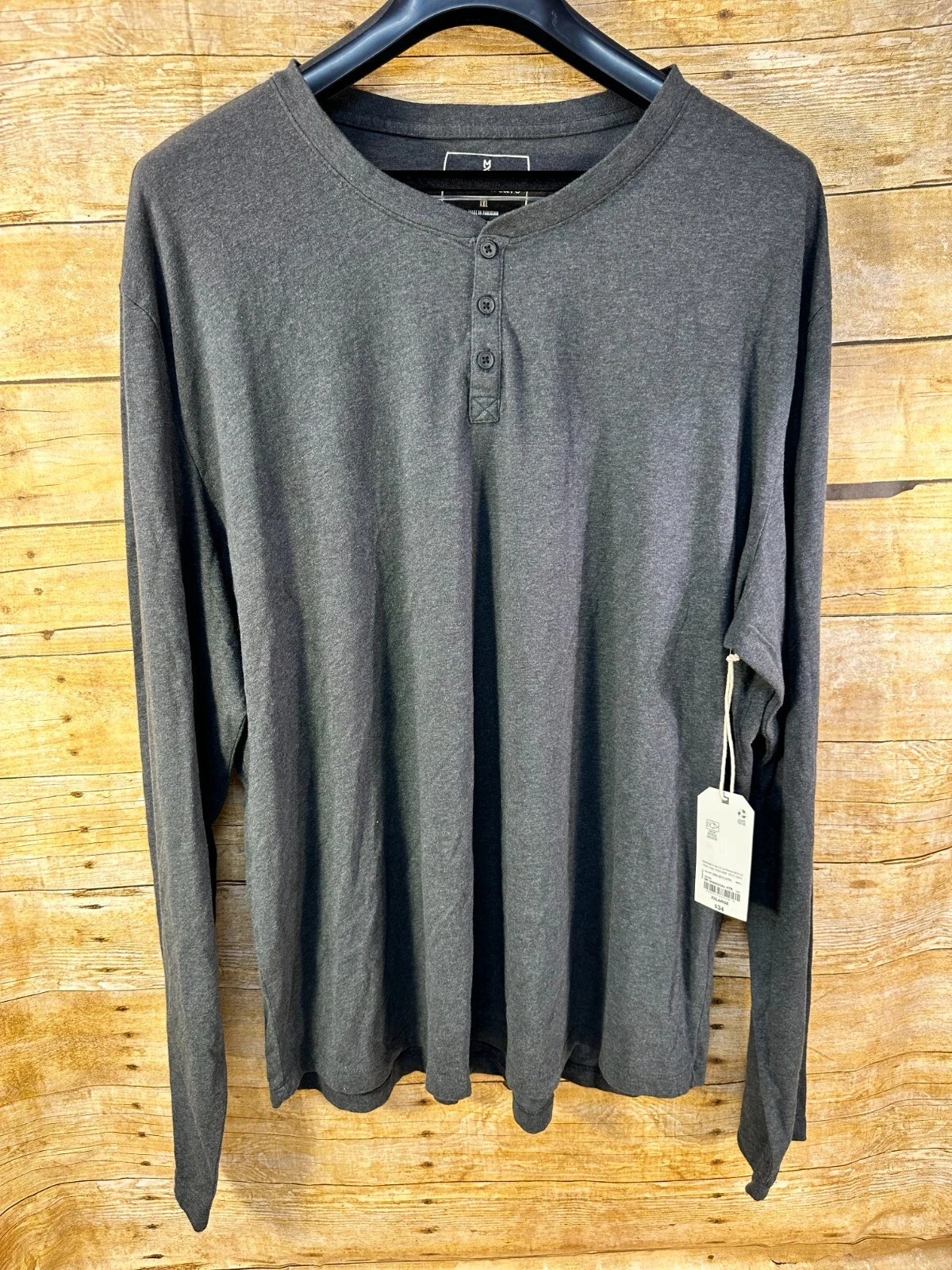 MUTUAL WEAVE HENLEY SHIRT MEN'S 2XL LS 1/4 BUTTON GRAY HEATHERED ⭐️NWT⭐️ $34