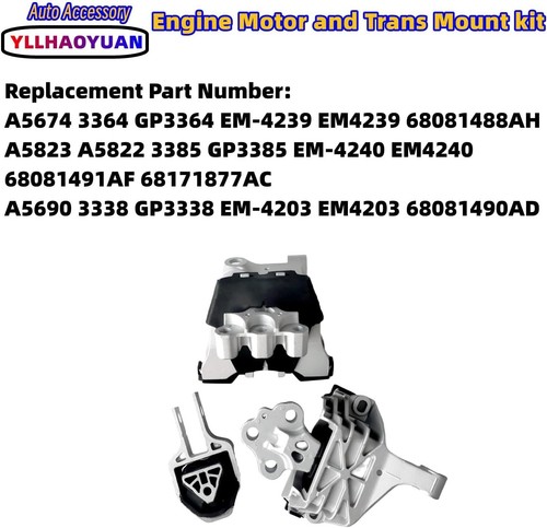 Engine Motor Mount Set 3Pcs Fits for 2013 2014 2015 2016 Dodge Dart 2.0L 2.4L - Picture 5 of 7