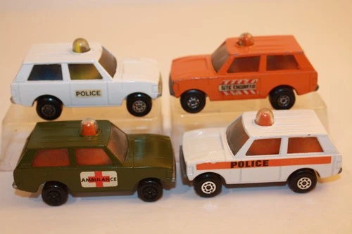 4 Vintage Matchbox Lesney 1975 Rolamatics Range Rover Police Patrol Cars #20