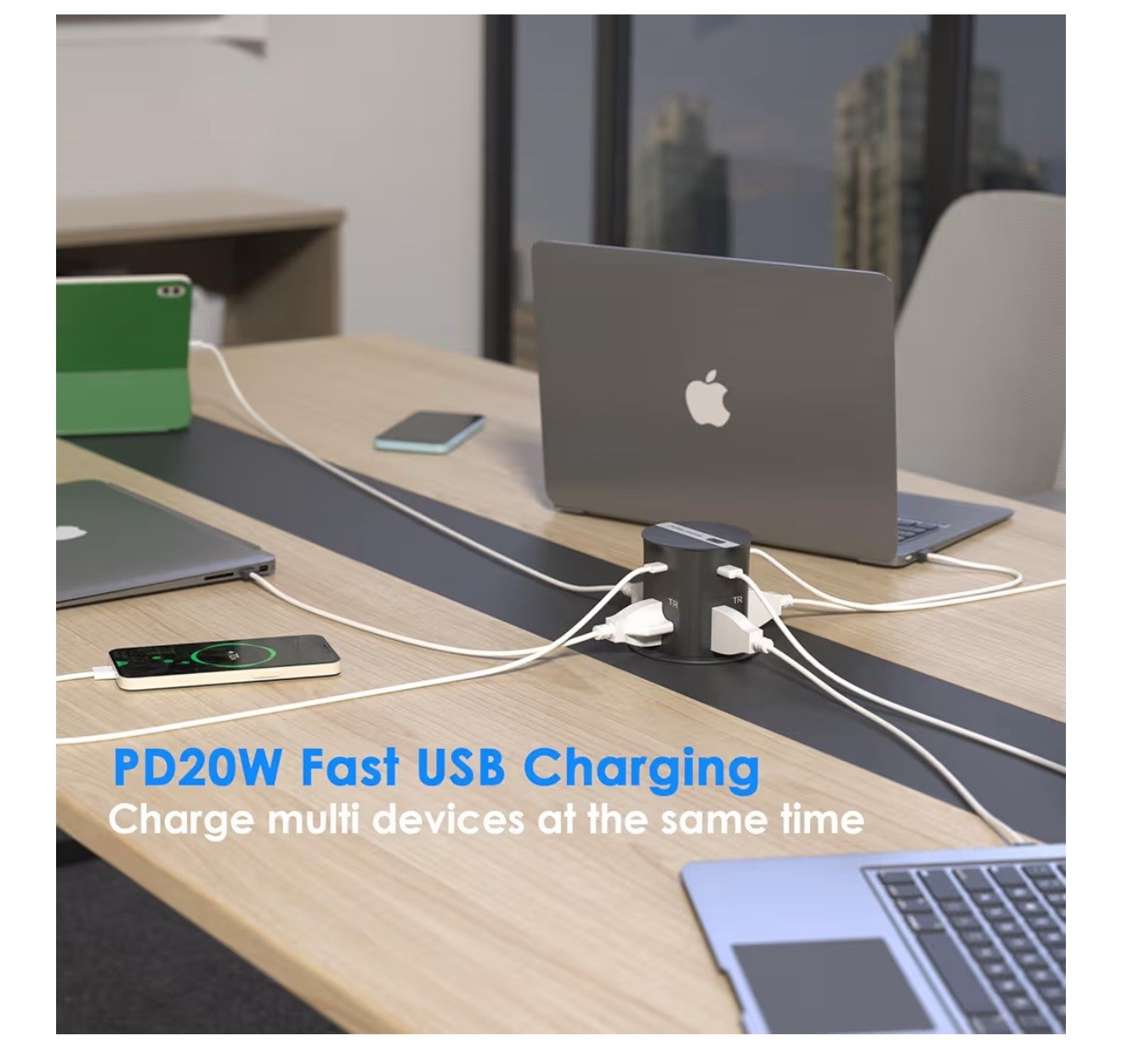 ANNQUAN 3.15" Pop Up Outlet with 15W Wireless Charger,Max 20W Power Delivery