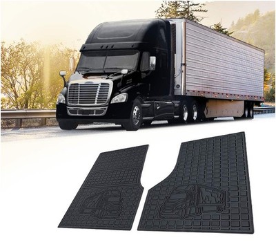Black Semi Truck Floor Mats Liners for Cascadia Floor Mats w/Non-Slip - 1Pair
