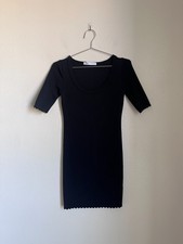 Zara Scalloped Knit Mini Dress in Black Size SMALL