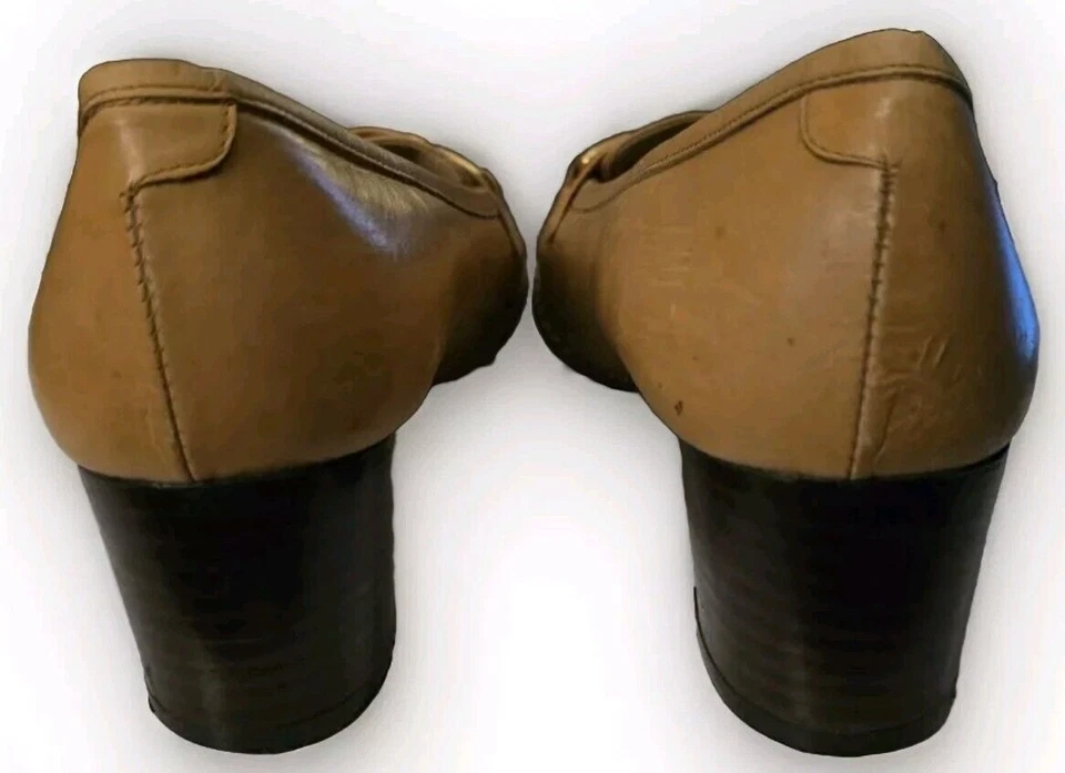 Hermosos mocasines de cuero tostado Andrew Geller de colección hechos en Italia 8 B Foto 4 de 4