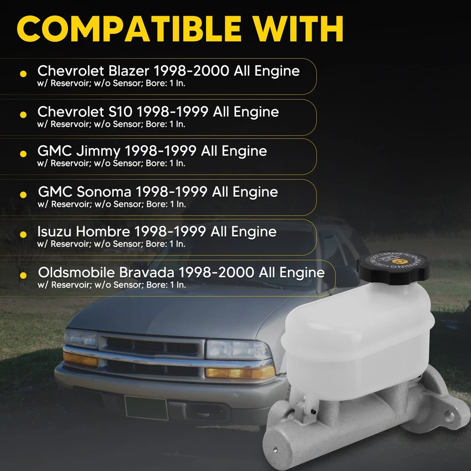 Brake Master Cylinder w/ Reservoir for Chevrolet Blazer GMC Jimmy Olds 1998-2000 — 第 3/4 张图片