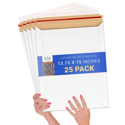 ABC PACK & SUPPLY White Rigid Mailers, 12.75 x 15 Inches. Pack of 25 Photo Ma...