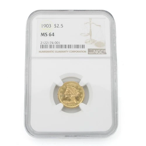 1903 $2.50 Liberty Head Quarter Eagle NGC Graded MS 64 Gold Coin NR #C826-5