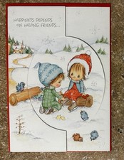Hallmark Betsey Clark Vintage Fold-out Christmas Card 1982 Unused RARE skate