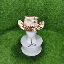 Men's Cowhide Leather Cowboy Hat Pony Hair Western Rodeo Style Handmade Hat