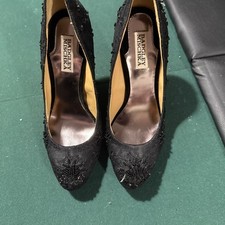 Badgley Mischka SANOMA Embellished Lace evening pumps heels shoes Black 8