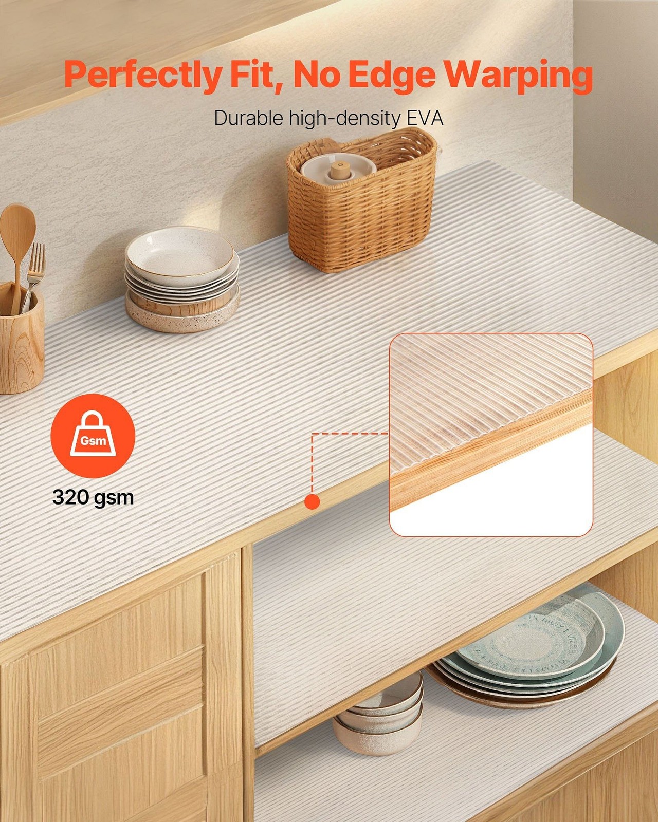 VEVOR Non-Adhesive Non-Slip Kitchen Cabinet Drawer & Shelf Liner - Thick & Durable