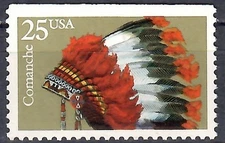 1990 US BOOKLET STAMP: SCOTT #2503 ( 25¢ - INDIAN HEADDRESSES - COMANCHE ) MNH