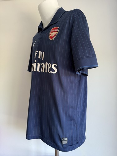 Arsenal FC Nike 2009 2010 Fußball blau Nadelstreifen Auswärtstrikot Oberteil RAR Größe Large - Bild 8 von 19