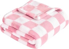 Yurhap Checkered Baby Blanket for Girls Pink Fleece Baby Blankets for Girls Boys