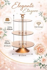 Etagere Servierplatte, Glas, Metal, braun, transparent, wundersch&ouml;nes Design