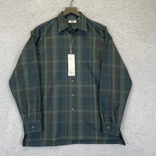 Uniqlo U Flannel Oversized Check Shirt Long Sleeve Men's XS New NWT Green